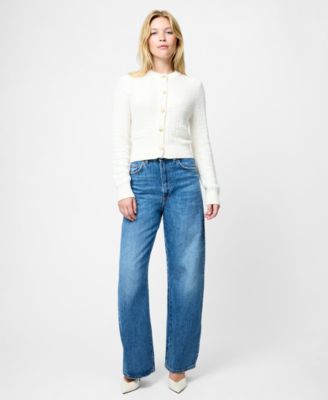 Women's Metallic Tweed Knit Cardigan Sweater