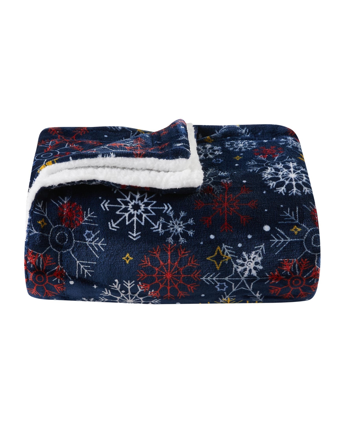 Linery & Co. Velvet Plush Fleece Reversible Sherpa Christmas Throw