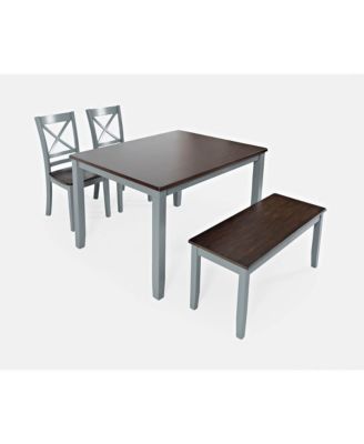 Asbury Park Solid Wood Farmhouse Four Piece Dining Set with Bench