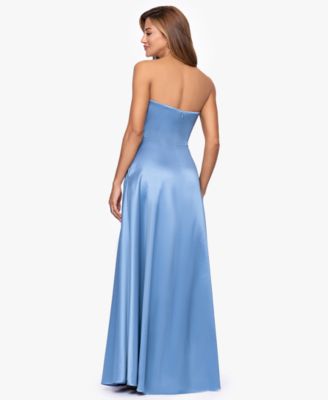 Women's Strapless Side Ruffle Satin Ball Gown