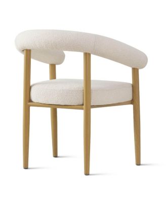 3-Piece Round Dining Table Set for 2 with Boucle Armchairs, Modern Wood Finish Table and Upholstered Chairs for Small Spaces