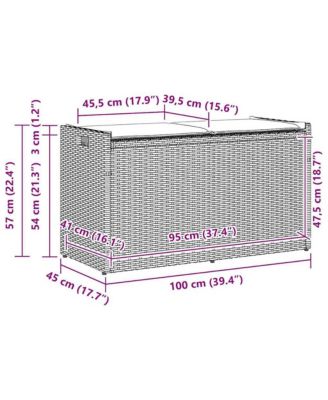 Patio Storage Bench with Cushion Black 39.4" Poly Rattan