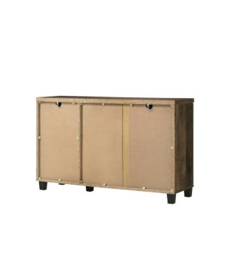 3 - Doors Cabinet with 6 Adjustable Shelves Particle Board Lamination 2.75in Leg Height