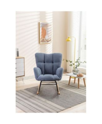 Streamdale Teddy Fabric Rocking Gilder Nursery Chair For Living Room Indoor,Light Blue