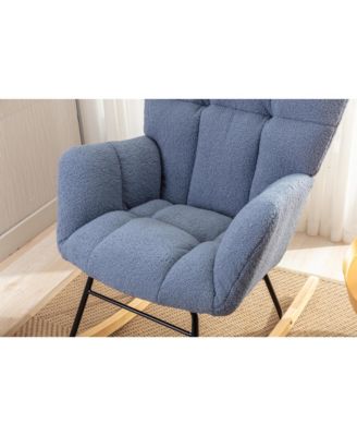 Streamdale Teddy Fabric Rocking Gilder Nursery Chair For Living Room Indoor,Light Blue