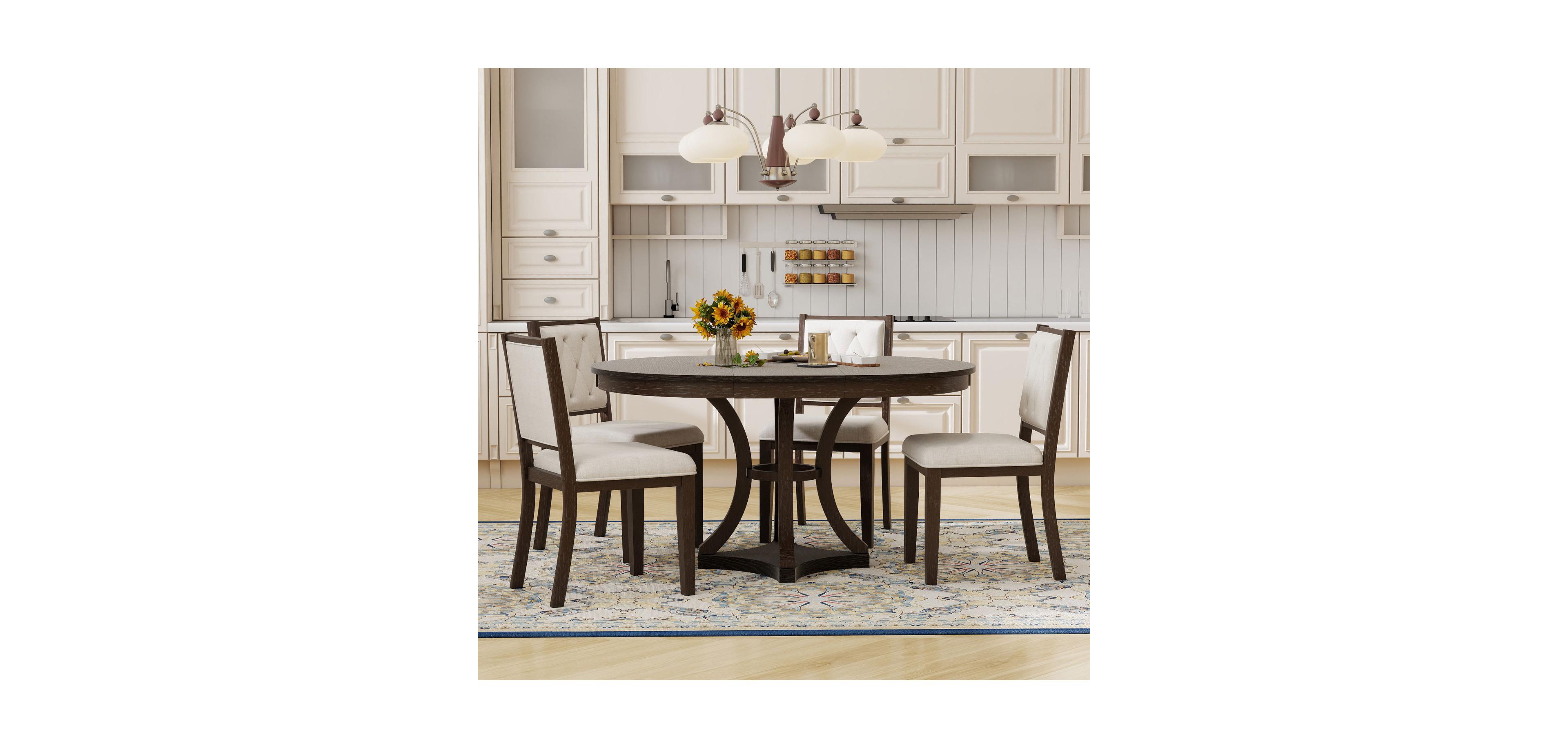 Streamdale Retro 5-Piece Extendable Dining Set (Espresso)