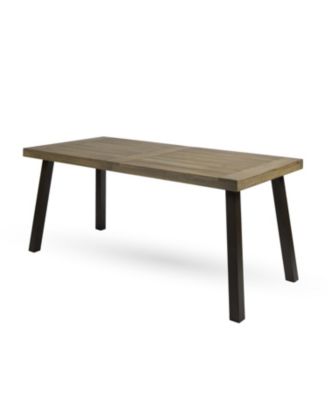 Della Acacia Wood Dining Table, Grey/Rustic Metal