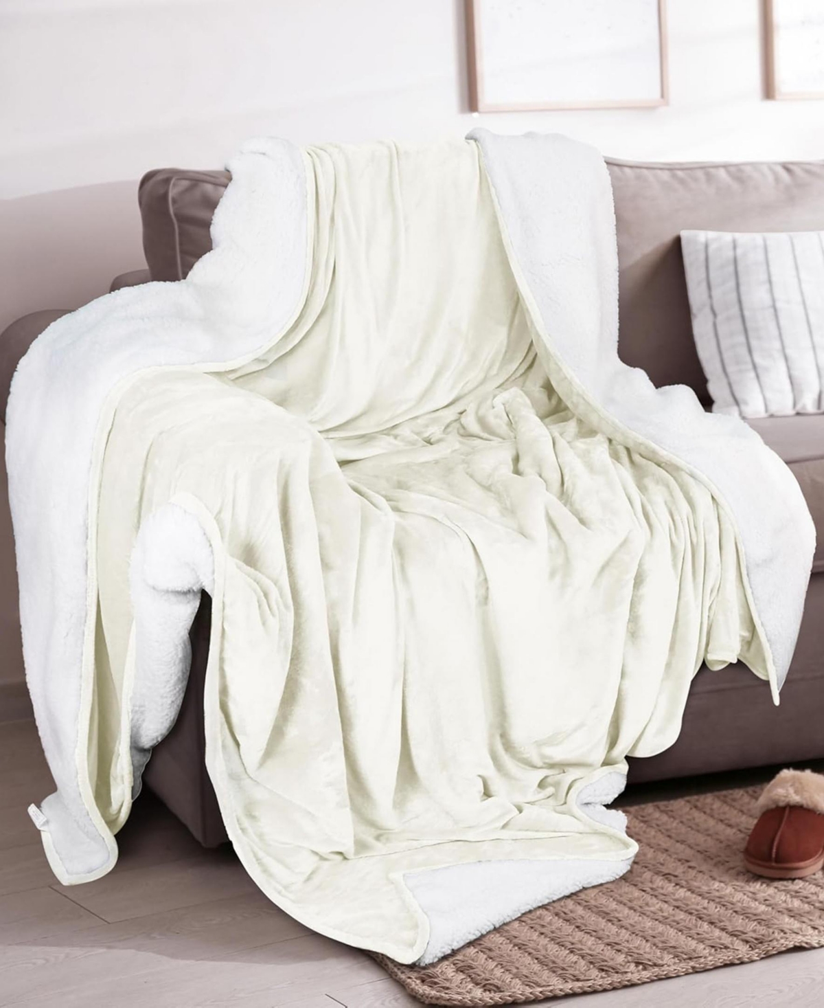 Linery & Co. Velvet Plush Reversible Sherpa Bed Blanket