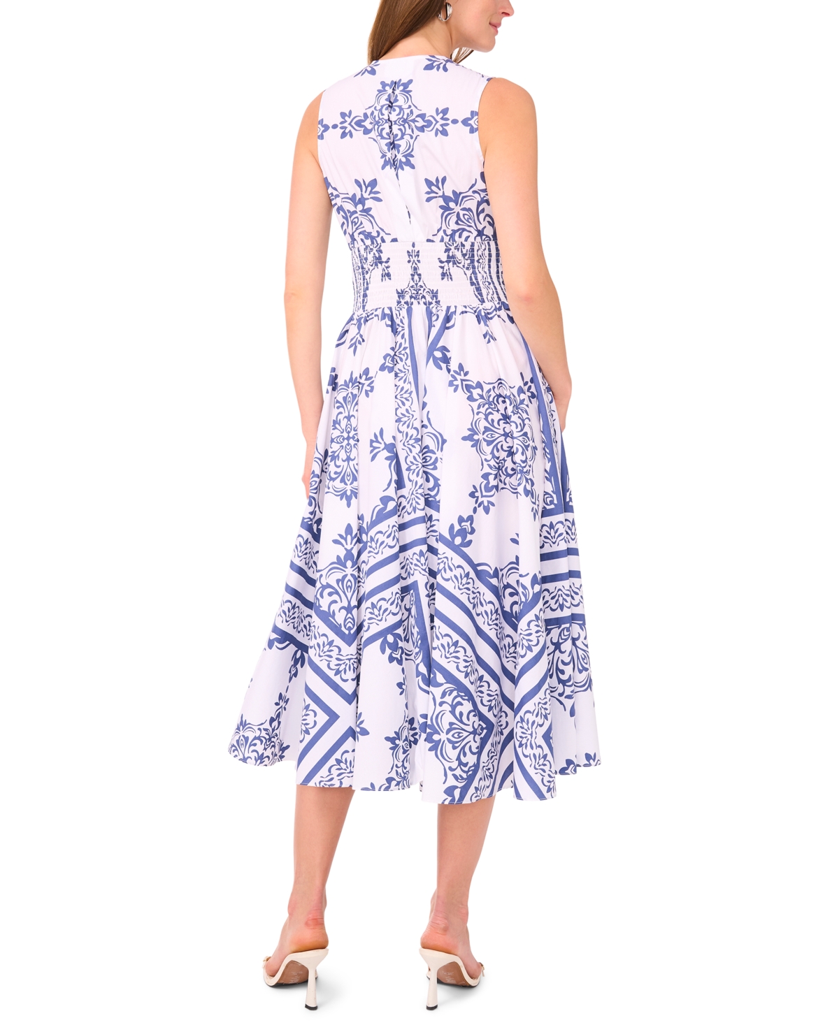 CeCe Women's Sleeveless V-Neck Buckle Trim Midi Dress