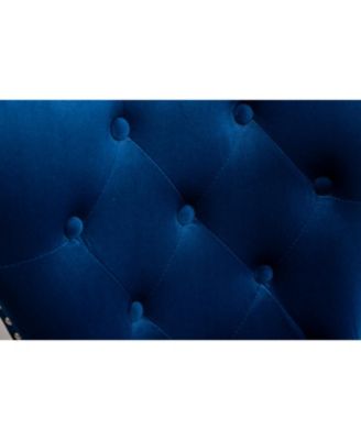  Contemporary Tufted Velvet Chair with Nailhead Trim, Set of 2, Blue