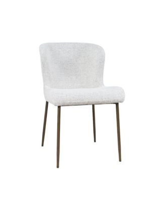 Upholstered Dining Chair with Performance Fabric and Antique Brass Legs-Set of 2