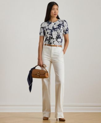 Women's Floral Short-Sleeve Sweater