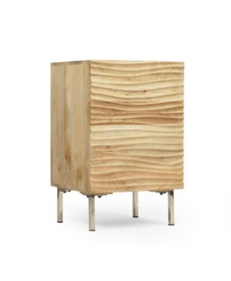 Streamdale Mango Wood Nightstand with Wavy Door