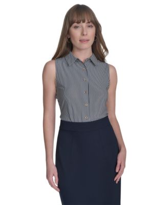 Women's Sleeveless Pinstripe Top