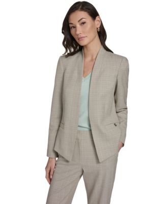 Women's Plaid Open Front Blazer