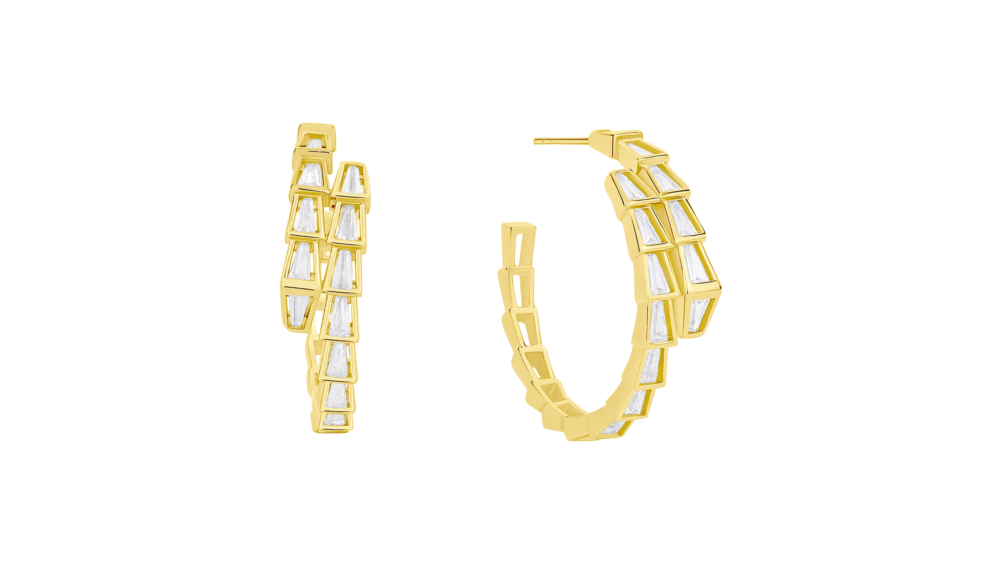 And Now This Cubic Zirconia in 18k Gold Plated Brass Geometric Hoop Earrings, Macy's Exclusive