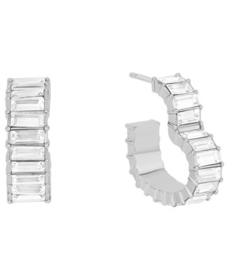 And Now This - Crystal in 18k Silver Plated or Gold Plated Brass Heart Hoop Earrings