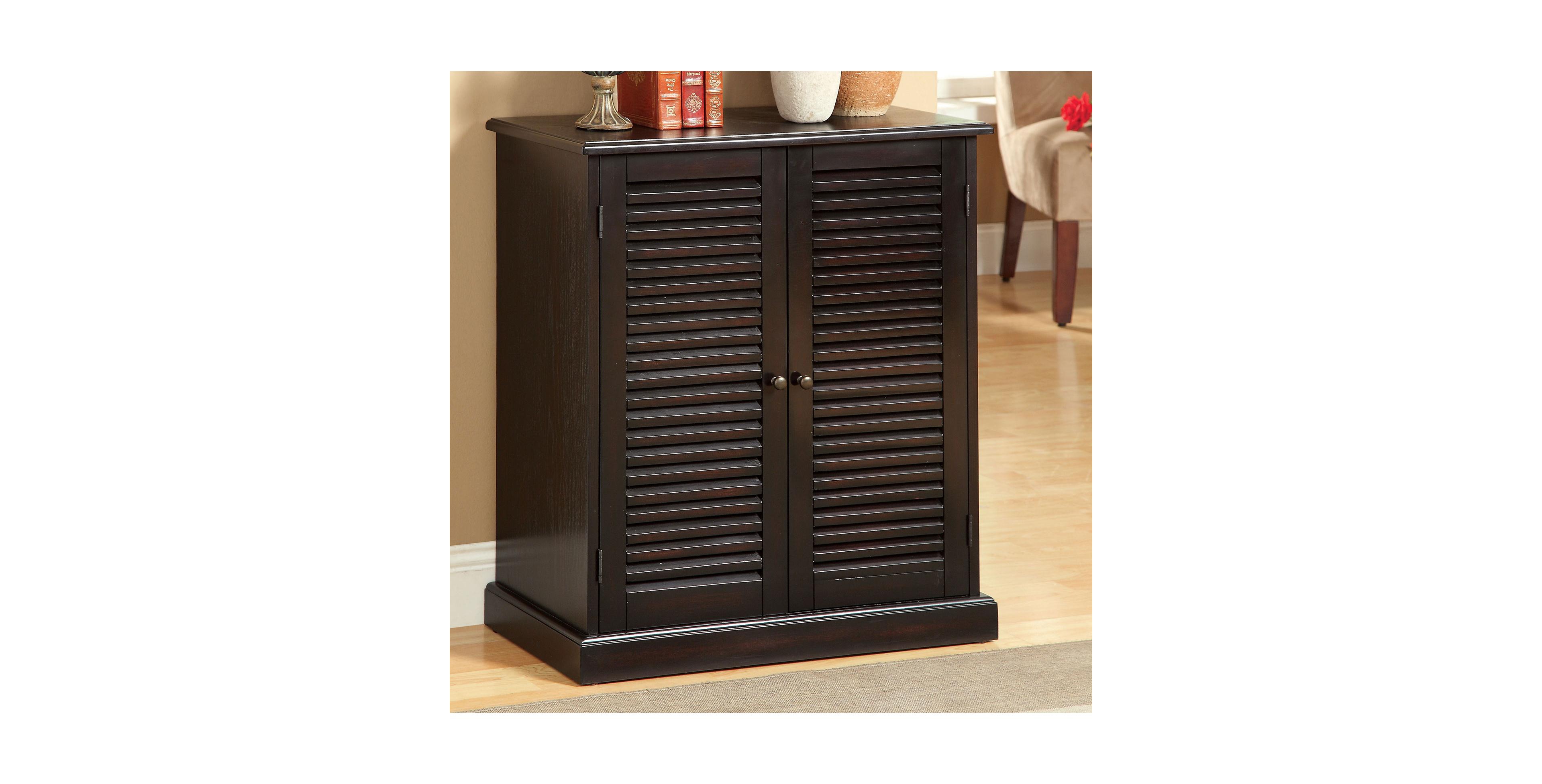 Lovmor Transitional Style Shoe Rack Solid Wood and Veneer with Round Knobs in Espresso Finish