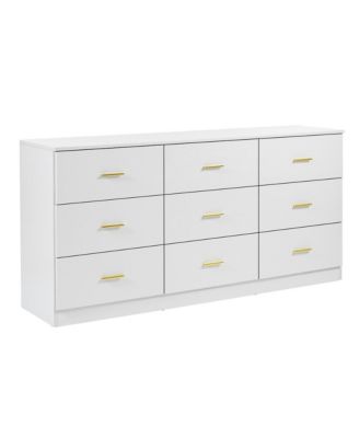 Modern 9 Drawer Dresser Golden Handles Waterproof Bedroom Closet Storage Sturdy