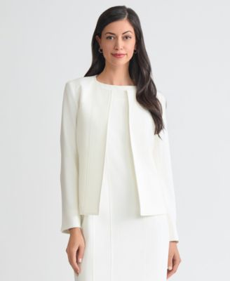 Women's Collarless Open-Front Long-Sleeve Jacket 