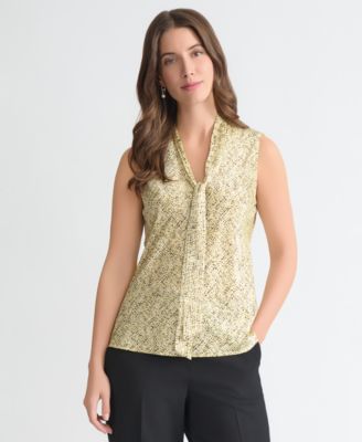 Women's Printed Satin Sleeveless Top, Regular & Petite