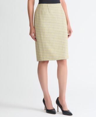 Women's Plaid Tweed Zip-Back Pencil Skirt 