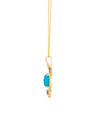 Multi-Gemstone (2.75  ct. t.w.) and Diamond (0.35 ct. t.w.) Pendant Necklace in 14k Honey Gold