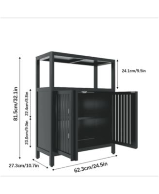 Black Bamboo Storage Cabinet with Shelves
