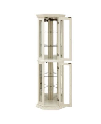 Lighted Corner Curio Cabinet - Glass Display, Adjustable Shelves - WHITE