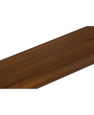 Geometric Block Stacked Wood Console Table with Warm Natural Finish