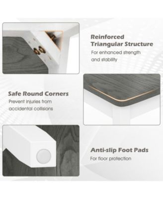 Set of 4 Dining Chairs Ladder Back Armless Side Chair w/ Solid Rubber Wood Legs