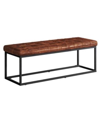 Global Archive 50" Genuine Distressed Leather Mid-Century Modern Ottoman Bench