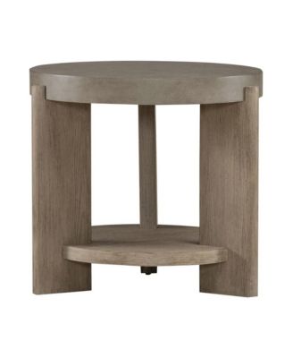 Affinity Round End Table for Living Room - Dusty Taupe Faux Concrete Tops