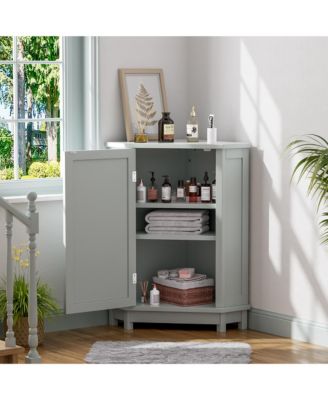 Grey Storage Cabinet with Adjustable Shelves Modern Design