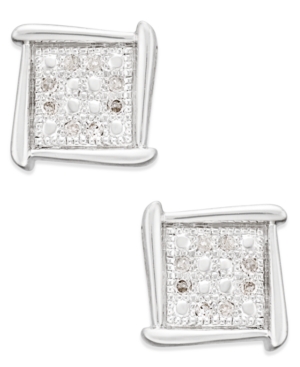 image of Diamond Accent Square Stud Earrings in 10k White, Yellow or Rose Gold
