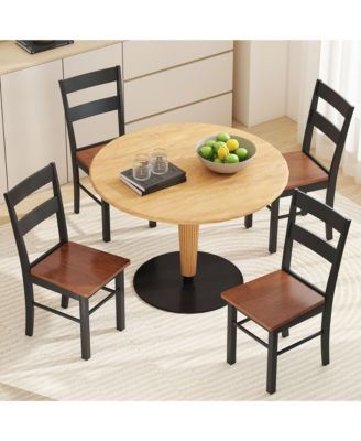 Farmhouse Armless Dining Chairs, Set of 2 with Open Back, Light
