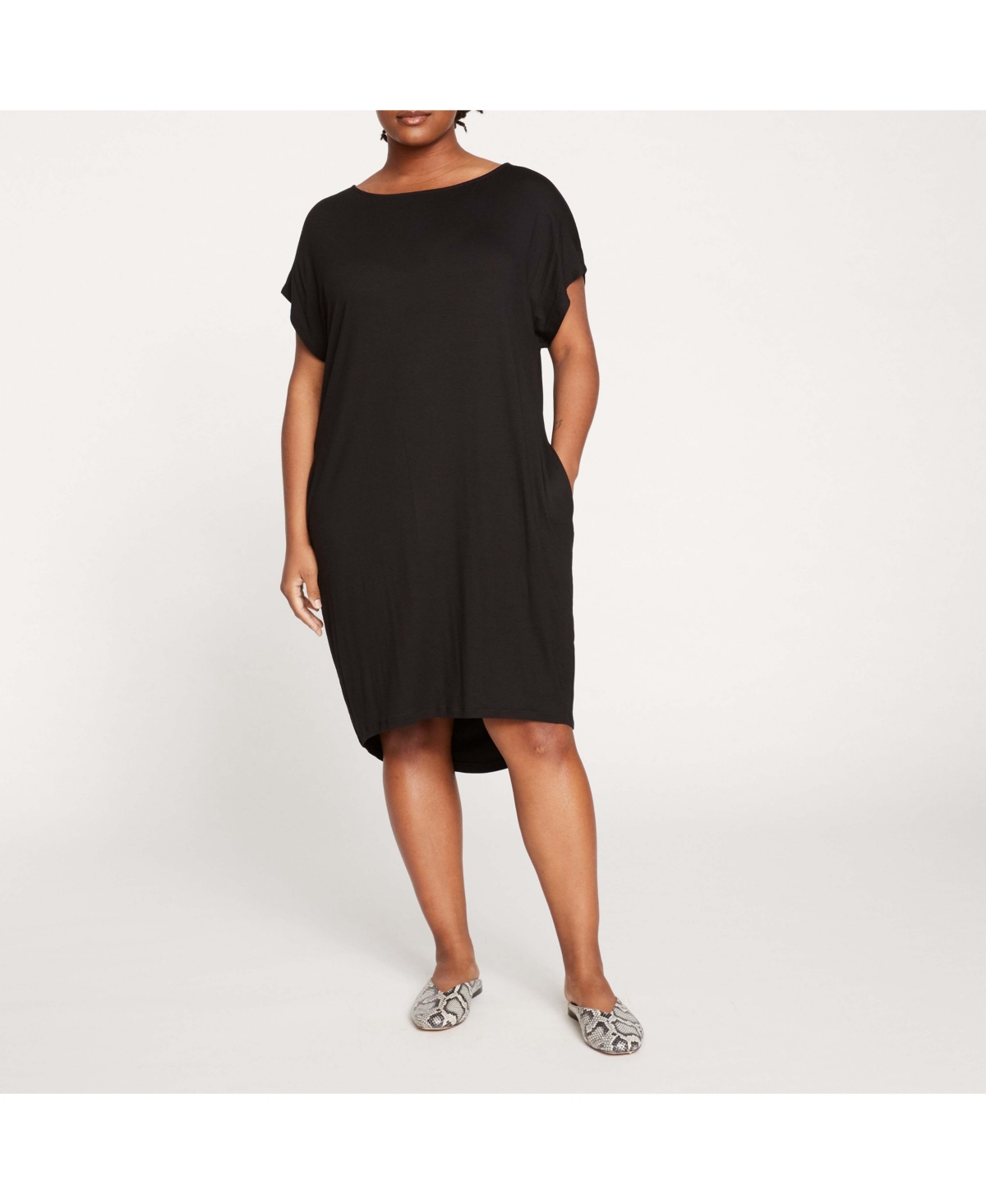 Universal Standard Plus Size Helen Liquid Jersey Shift Dress - Black