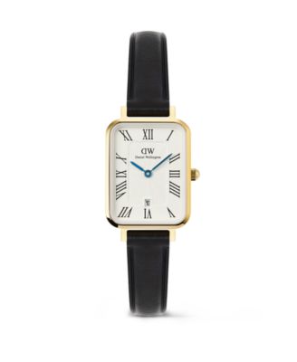 Women's Date Black Leather Watch 26, mm