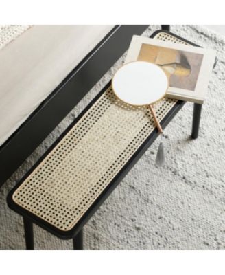 Modern Oak Wood Dining with Rattan Detail Bench