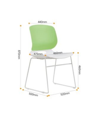 Modern Stacking Chairs Set of 4 (White+Blue/Green) Polypropylene Seat, Fiberglass Back