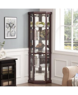 Lighted Corner Curio Cabinet - Dark Cherry