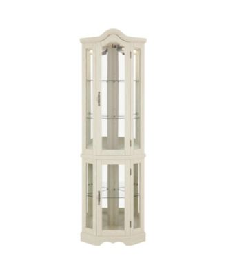 Lighted Corner Curio Cabinet - Tempered Glass - White