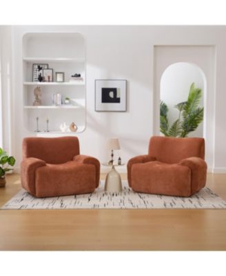 Orange Chenille Oversized Accent Reading Lounge Chair with Deep Seats