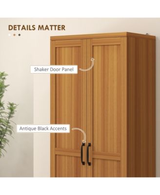 63" Kitchen Pantry, Storage Cabinet with 2 Doors, Adjustable Shelves