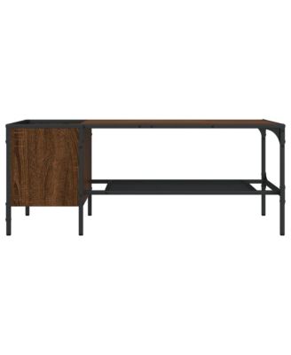 Coffee Table Brown Oak and Black Engineered Wood and Metal Medium
