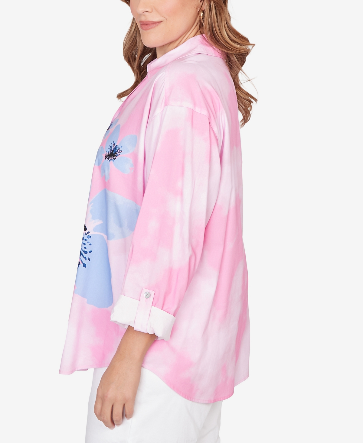 Ruby Rd. Plus Watercolor Floral Collared Top