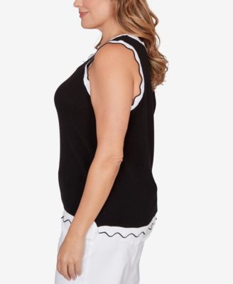Plus Size Scallop Trim Tank Sweater
