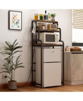 Vintage 4-Tier Mini Fridge Stand with Storage