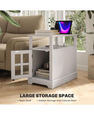 Side Table with Charging Station and USB Ports
