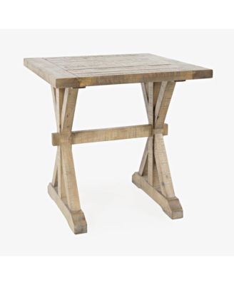 Carlyle Crossing Modern Rustic Distressed Solid Wood End Table with Trestle